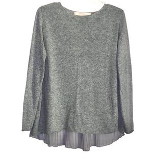 Zara Long Sleeve Sweater with Chiffon Pleated Back in Grey Women’s M